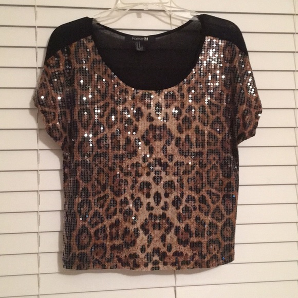 Forever 21 Tops - Sequin Leopard Print Top